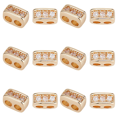 12Pcs Brass Pave Clear Cubic Zirconia Connector Charms KK-GO0001-32-1