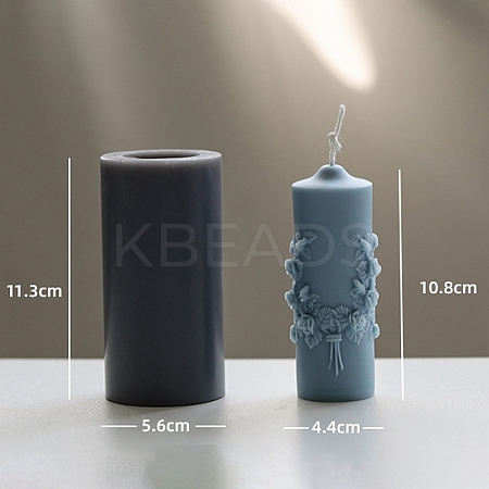 Column with Flower Food Grade DIY Silicone Candle Molds PW-WG71437-01-1