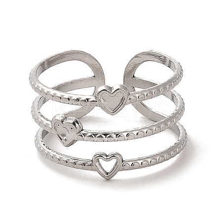 Non-Tarnish 304 Stainless Steel Open Cuff Ring for Women RJEW-Z015-07P-1