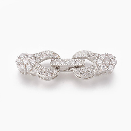 Brass Micro Pave Cubic Zirconia Fold Over Clasps KK-P164-19P-1