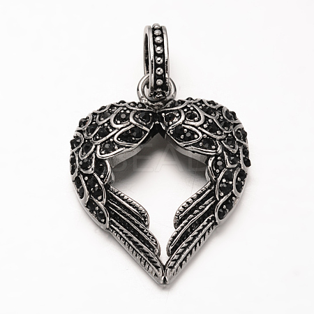 Antique Silver Plated 304 Stainless Steel Rhinestone Pendants LS-STAS-M202-12B-1