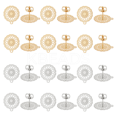 24Pcs 2 Colors 304 Stainless Steel Stud Earring Findings STAS-UN0040-82-1