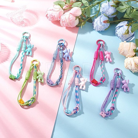 6Pcs Polyester & Spandex Parachute Cord Pendant Decorations HJEW-JM03797-1
