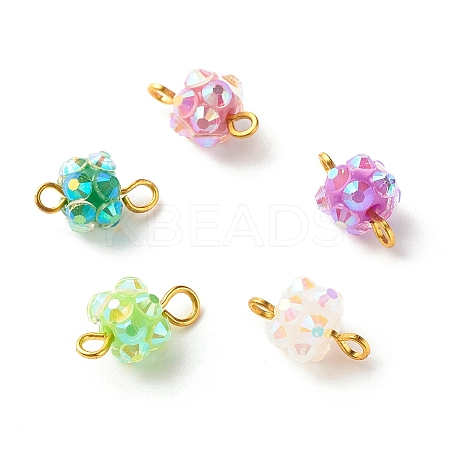 Resin Rhinestone Round Connector Charms PALLOY-JF01273-30A-1