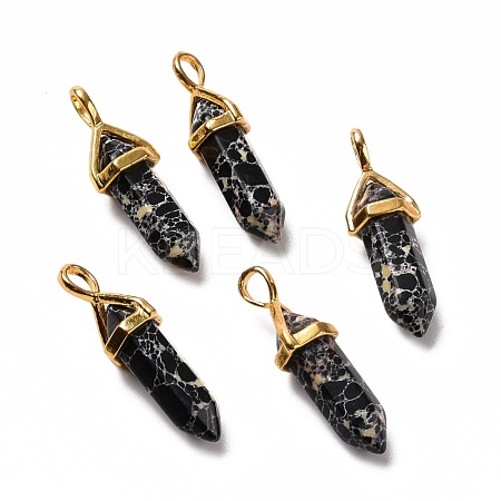 Synthetic Black Imperial Jasper Pointed Pendants G-K329-19G-1