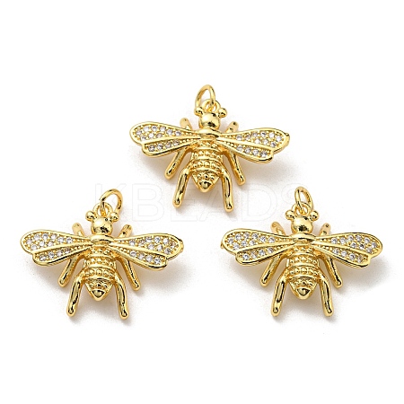 Brass with Cubic Zirconia Pendants X-KK-K341-21G-1
