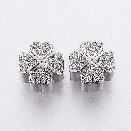Brass Micro Pave Cubic Zirconia European Beads OPDL-P001-28-1