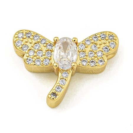 Rack Plating Brass Pave Cubic Zirconia Enamel Beads KK-U029-16G-1