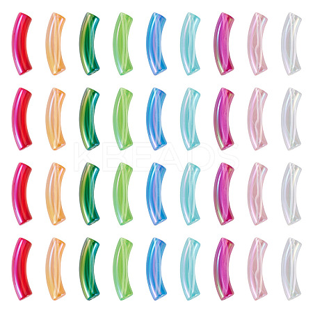 50Pcs UV Plating Transparent Rainbow Iridescent Acrylic Beads OACR-TA0004-19-1