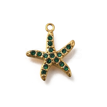 304 Stainless Steel Micro Pave Cubic Zirconia Pendants STAS-Z160-01G-01A-1