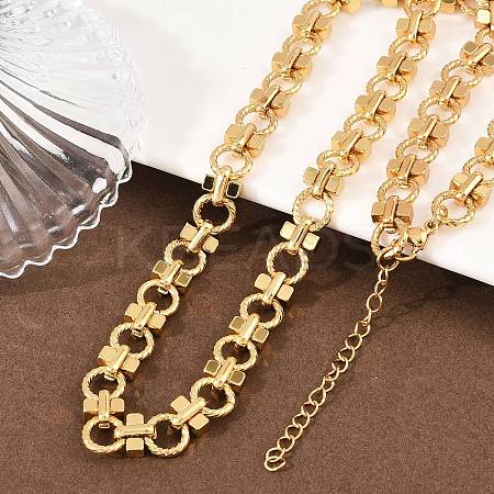 8MM 304 Stainless Steel Twisted Ring Link Chain Necklaces NJEW-Z105-04G-04-1