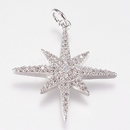 Brass Micro Pave Cubic Zirconia Pendants X-ZIRC-E145-52P-1