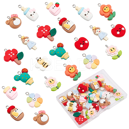 36Pcs 12 Style Resin Pendants RESI-SC0002-14-1