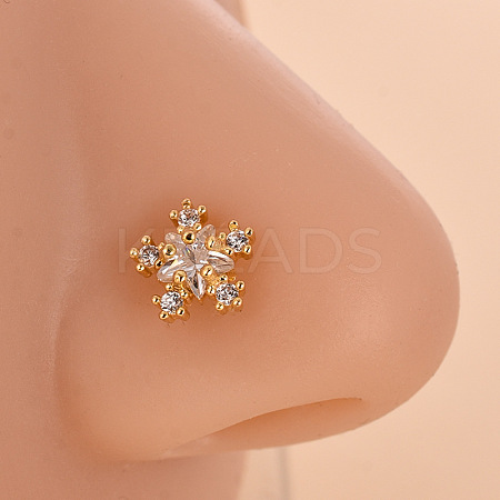 316L Surgical Stainless Steel Clear Cubic Zirconia L-Shaped Nose Rings WG09863-08-1