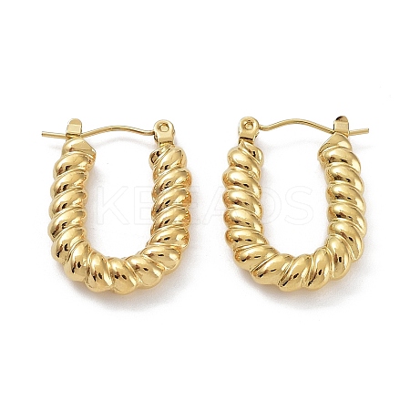 Ion Plating(IP) 304 Stainless Steel Oval Hoop Earrings EJEW-K243-13G-1