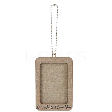 Rectangle with Word Drive Safely I Love You Wood Hanging Photo Frame HJEW-SP0001-19C-1