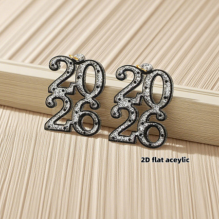 Number 2026 Acrylic Dangle Earrings FS-WG1037B-02-1