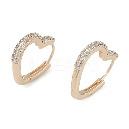 Clear Cubic Zirconia Heart Hoop Earrings EJEW-L292-010G-1