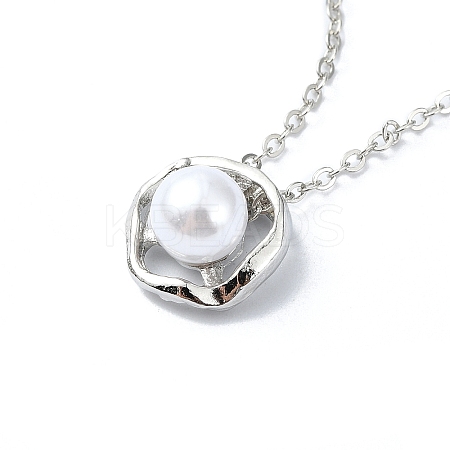 Plating Alloy Acrylic Pearl Pendant Necklaces NJEW-S424-02P-1