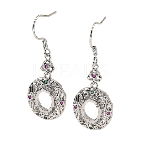 Rack Plating Brass with Cubic Zirconia Earring Hooks KK-Z085-17P-1
