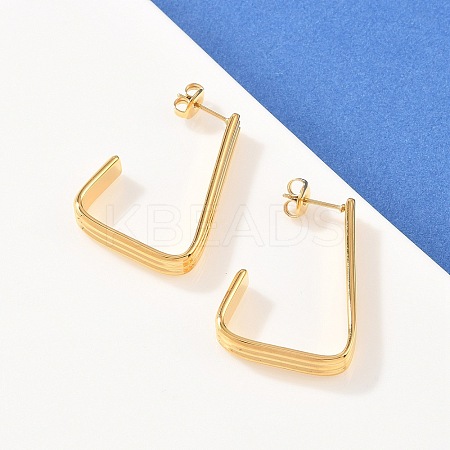 304 Stainless Steel Trapezoid Stud Earrings EJEW-P324-13G-1