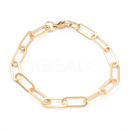 PVD Vacuum Plating 304 Stainless Steel Paperclip Chain Bracelets BJEW-O185-02G-1
