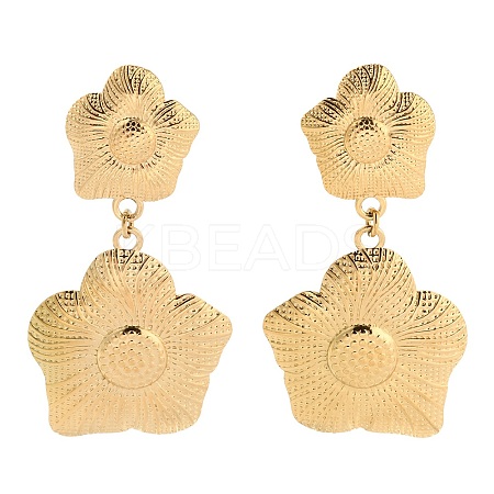 Stainless Steel Flower Stud Earrings for Women EJEW-Z074-03G-1