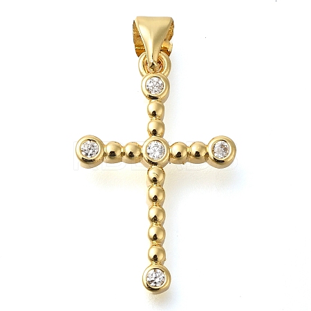 Brass Pave Clear Cubic Zirconia Pendants KK-M101-05G-06-1