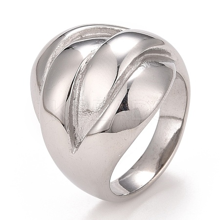 304 Stainless Steel Textured Chunky Finger Ring for Women RJEW-B040-03B-P-1
