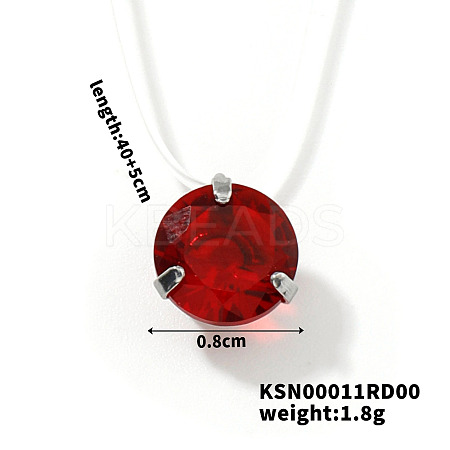 Flat Round Plastic Pendant Invisible Cord Necklaces for Women JB6177-6-1