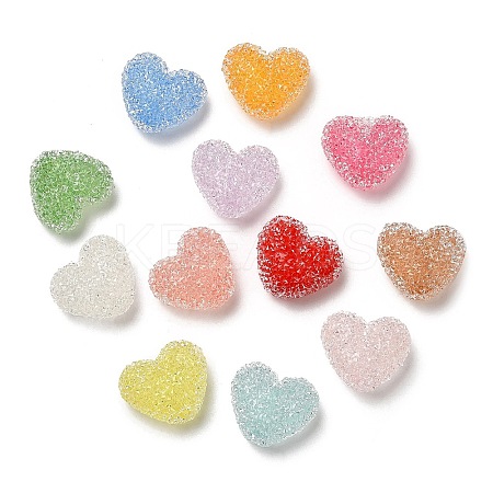 Drusy Heart Resin Rhinestone Beads X-RESI-C038-01-1