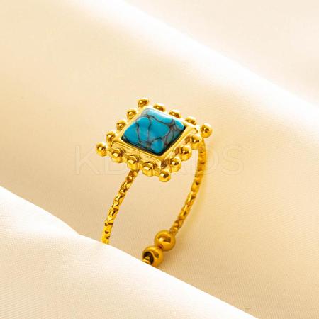 Square Synthetic Turquoise Finger Rings EW3188-6-1