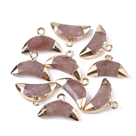 Electroplate Natural Strawberry Quartz Charms G-S344-48E-1