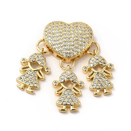 Rack Plating Brass Micro Pave Cubic Zirconia Pendants KK-E072-07G-1