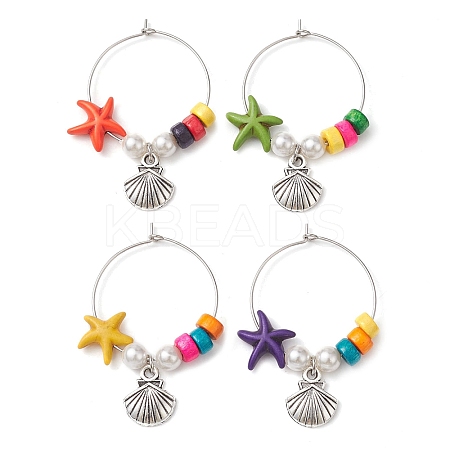 Natural Shell Wine Glass Charms AJEW-TA00021-1
