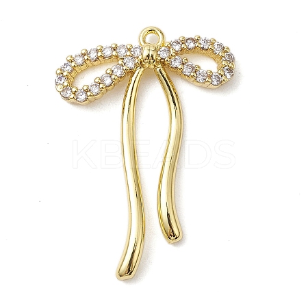Rack Plating Brass Micro Pave Clear Cubic Zirconia Pendants X-KK-H463-12G-1