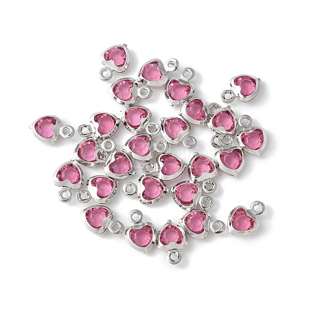 Heart Rack Plating Brass Glass Charms KK-S385-01P-1