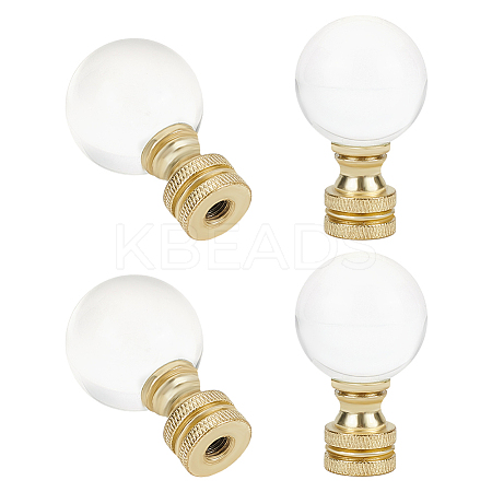 Glass Crystal Lamp Finials with Iron Finish Base FIND-WH0148-176C-1
