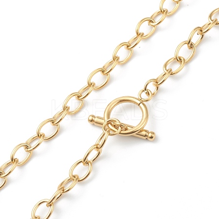 PVD Vacuum Plating 304 Stainless Steel Cable Chain Necklaces NJEW-I248-21G-1