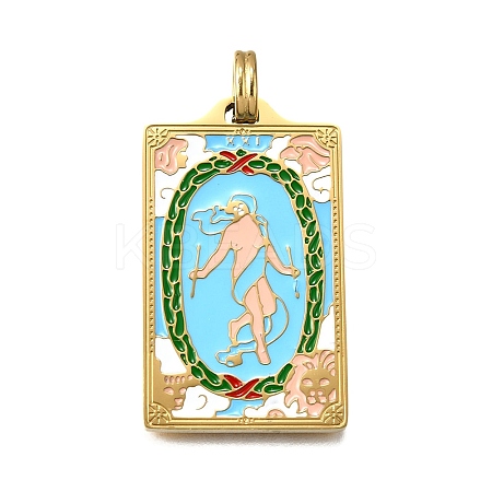 Tarot 304 Stainless Steel Enamel Pendants STAS-M119-07L-G-1