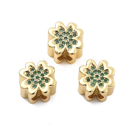 Brass Micro Pave Cubic Zirconia European Beads KK-Q006-41G-02-1