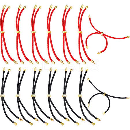 14Pcs 2 Colors Adjustable Round Polyester Braided Cord Slider Bracelet Makings FIND-HS0002-12-1