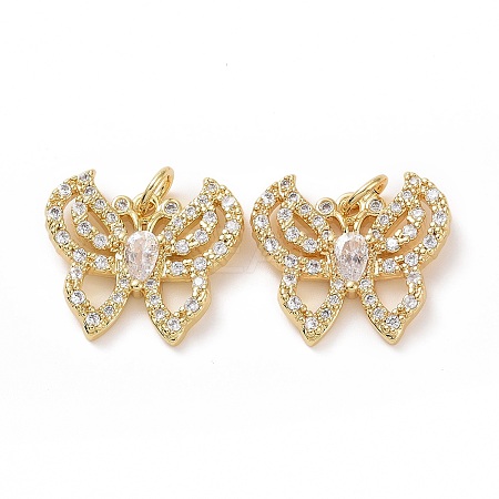 Brass Cubic Zirconia Pendants ZIRC-I062-26G-1