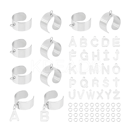 DIY Alphabet Charm Cuff Ring Making Kit DIY-UN0005-66-1