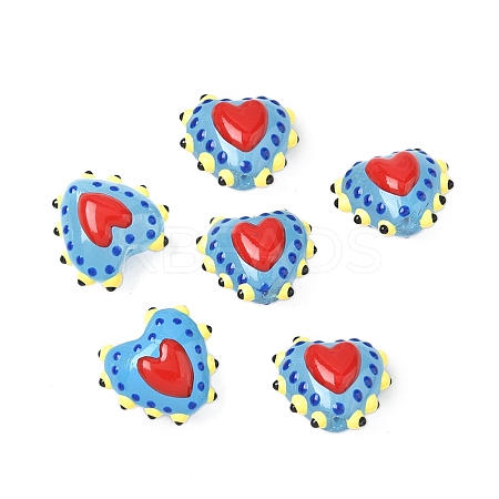 Baking Paint Glass Bumpy Beads Heart LAMP-V001-09E-1