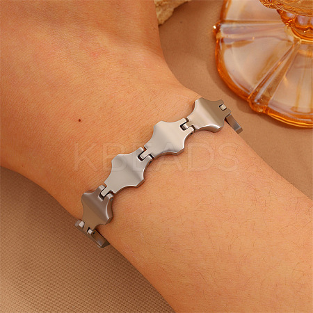 304 Stainless Steel Geometric Rhombus Link Chain Bracelets for Women WG21875-01-1