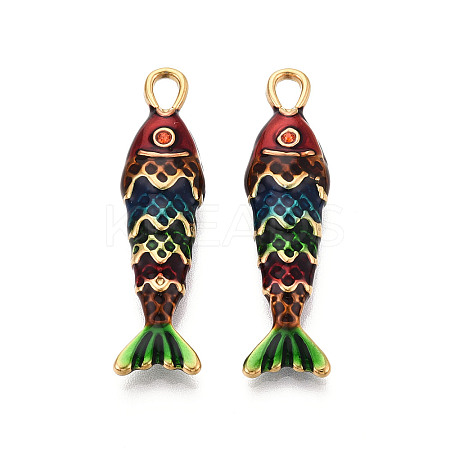 304 Stainless Steel Enamel Pendants STAS-N124-26B-02G-1