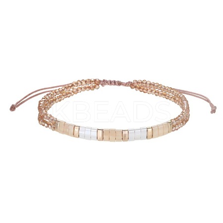 Bohemian Style Glass Seed Bead & Plastic Braided Bead Bracelets LS-QF8968-5-1