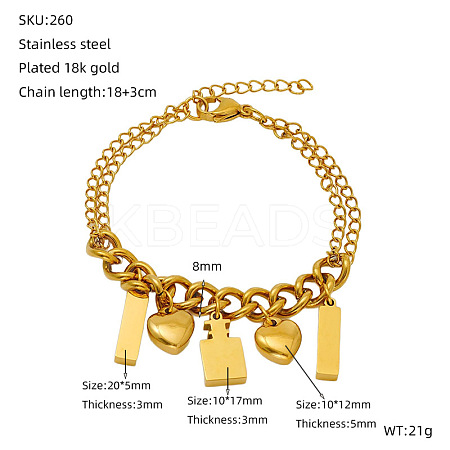 Valentine's Day 304 Stainless Steel Charm Bracelets FS-WGE53E0-08-1