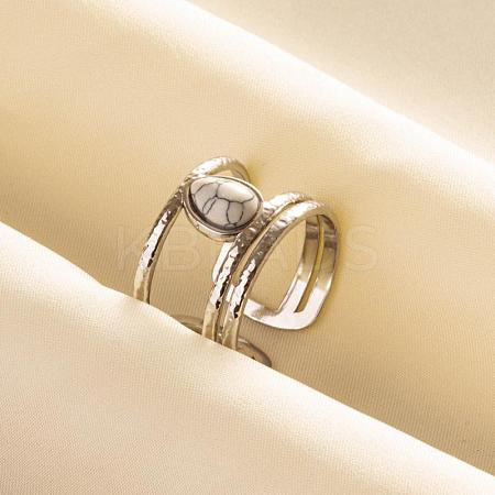 Teardrop Synthetic Howlite Finger Rings LS-QT3031-4-1-1